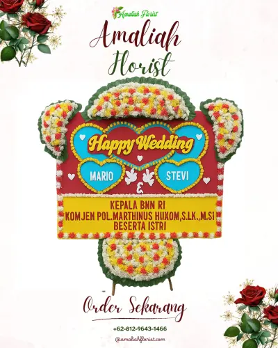 Karangan Papan Bunga Pernikahan di Wirogomo